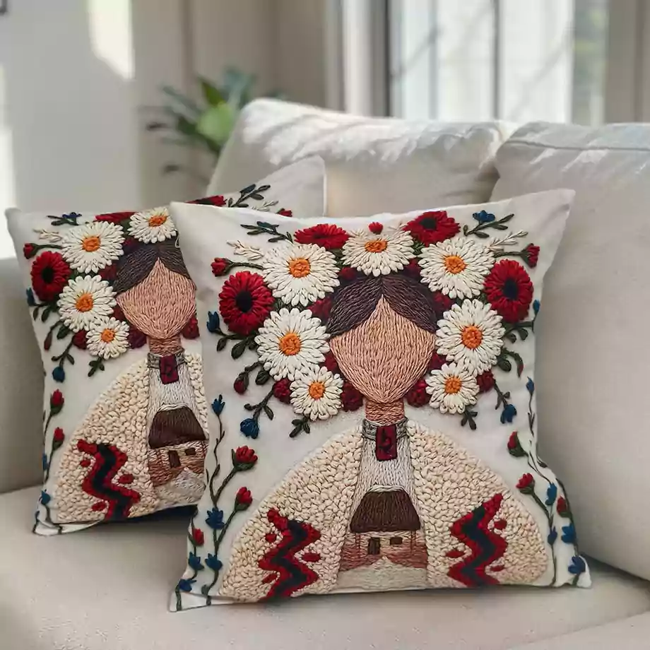 Kadın Figürlü Dekoratif Kırlent Kılıfı 2li Set - Görsel 6