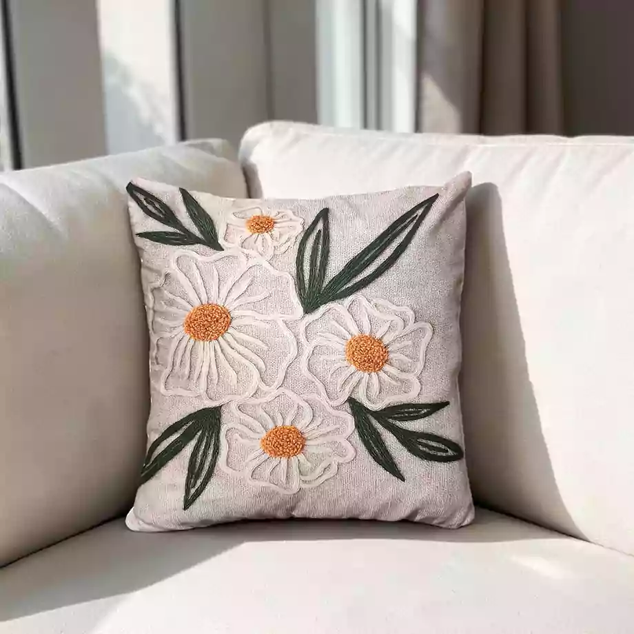 Çiçek Desenli Dekoratif Kırlent Kılıfı 2li Set - Görsel 2
