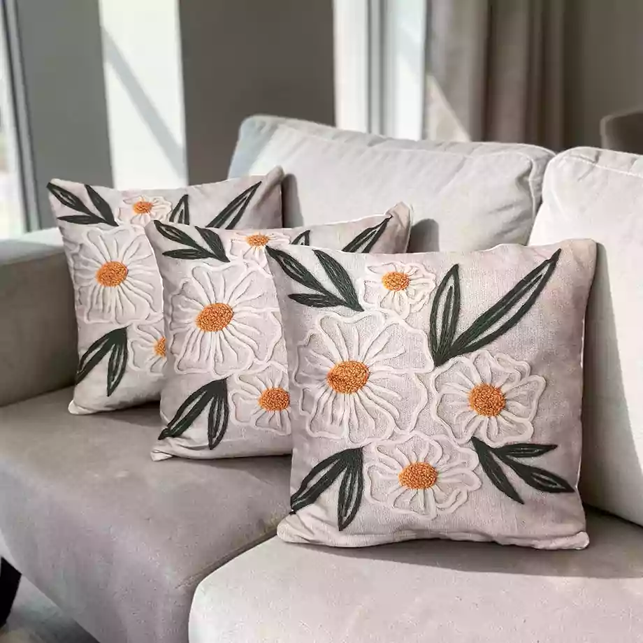Çiçek Desenli Dekoratif Kırlent Kılıfı 2li Set - Görsel 3