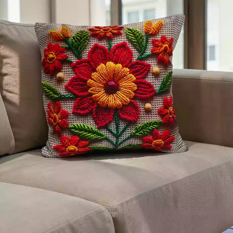 Çiçek Desenli Dekoratif Kırlent Kılıfı 2li Set - Görsel 3
