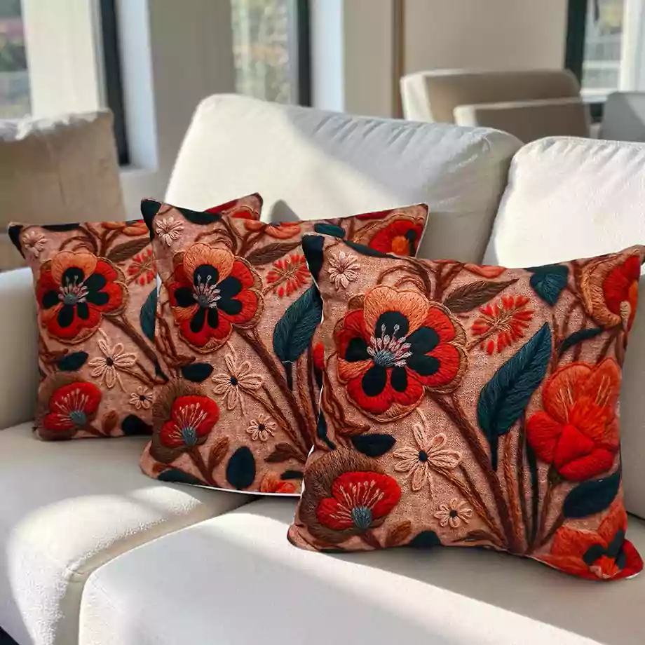Kontrast Desenli Dekoratif Kırlent Kılıfı 2li Set - Görsel 2