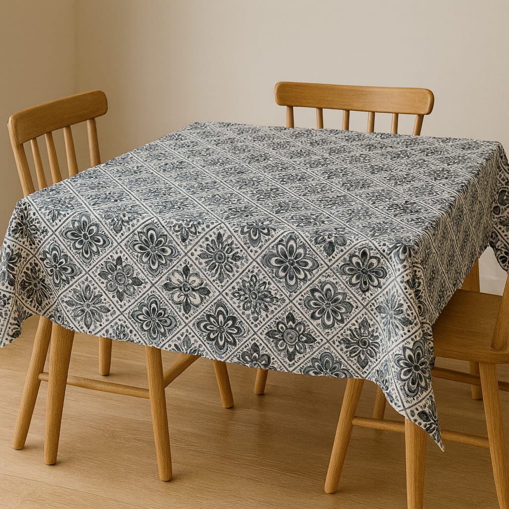 Özdağ Home Concept Duck Keten Masa Örtüsü Seramik Desen | Leke Tutmaz, Yıkanabilir, Şık ve Dayanıklı 80x80 cm - Görsel 2