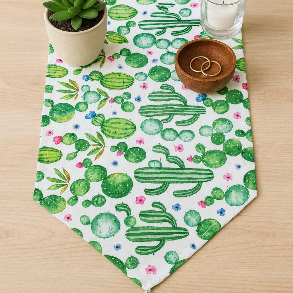 Özdağ Home Concept 140X40 cm Kaktüs Desen Dijital Baskı Kumaş Runner | Leke Tutmaz, Dekoratif Masa Örtüsü - Görsel 3