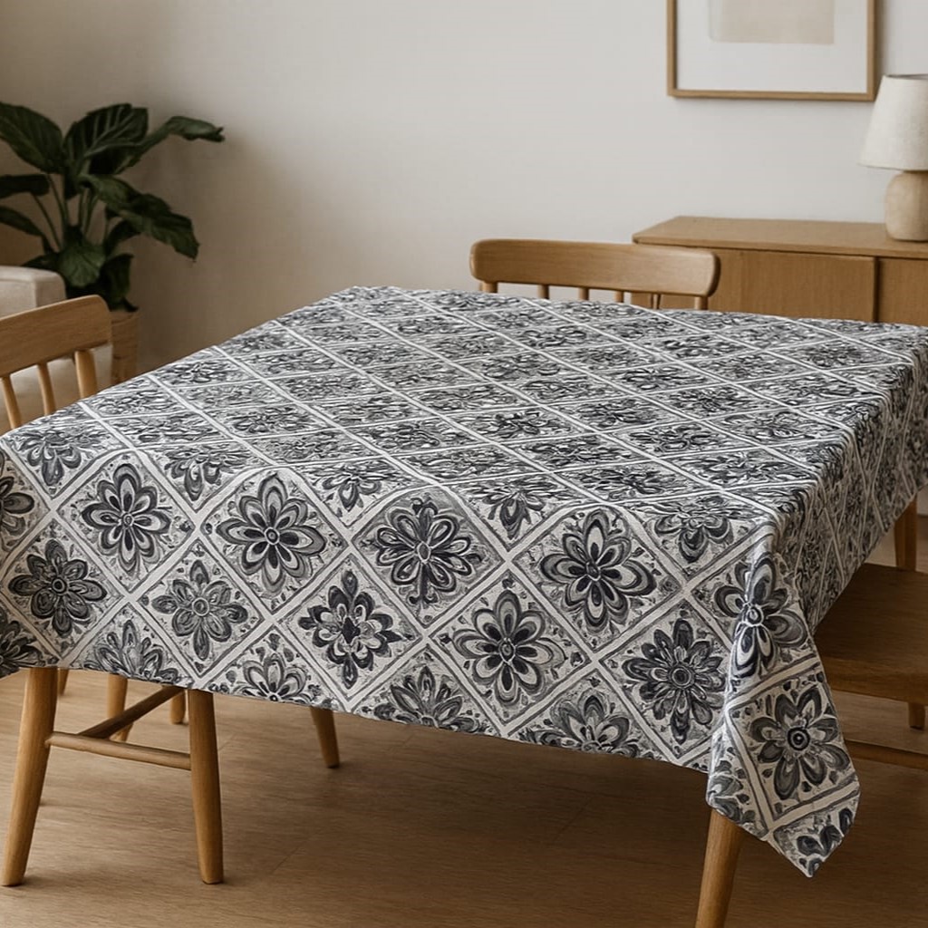 Özdağ Home Concept Duck Keten Masa Örtüsü Seramik Desen | Leke Tutmaz, Yıkanabilir, Şık ve Dayanıklı 80x80 cm - Görsel 3