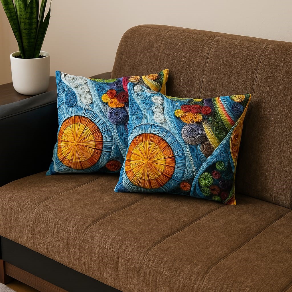 3D Dijital Baskı Premium Kumaş Kırlent Kılıfı 43x43 cm 2’li Set–Dekoratif Yastık - Görsel 3