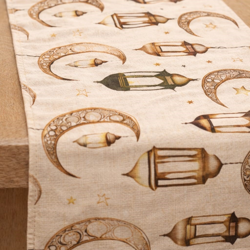 Ramazan Temalı Duck Dijital Baskı Runner 140X40 cm + 6 Adet Peçetelik Set - Görsel 6