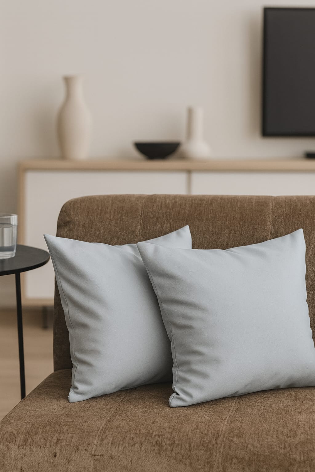 Duck Keten Kumaş 2li Çift Taraflı Kırlent Kılıfı 43x43 cm – Dekoratif Yastık Kılıfı (Gri) - Görsel 2