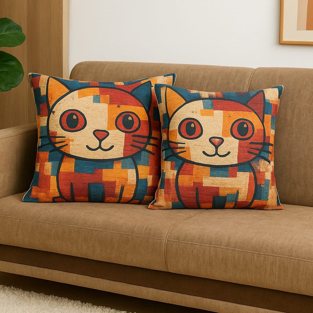 3D Dijital Baskı Premium Kumaş Kırlent Kılıfı 43x43 cm 2’li Set–Dekoratif Yastık - Görsel 2