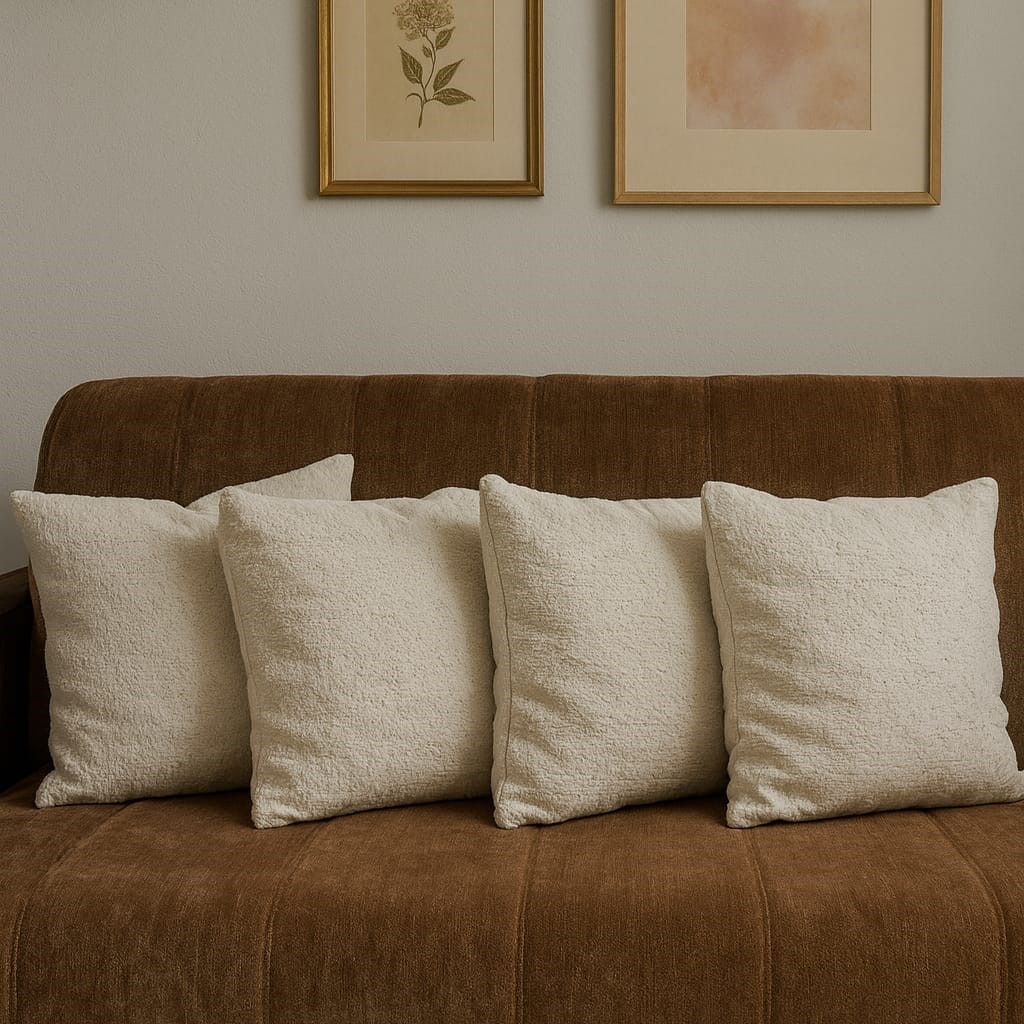 Premium Kumaş Kırlent Kılıfı 43x43 cm 2’li Set–Dekoratif Yastık Kadife Dokulu (Çift Taraflı) - Görsel 2