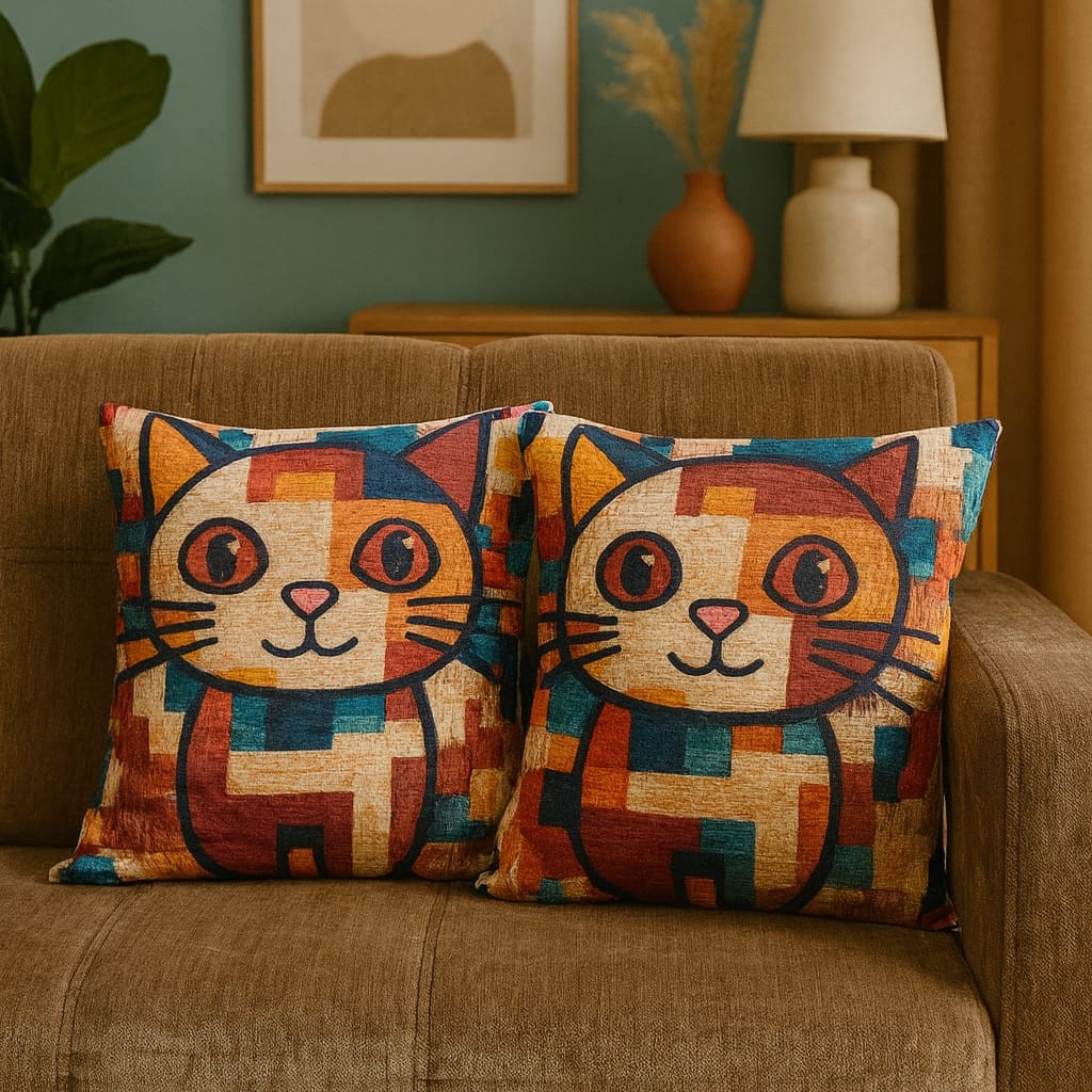 3D Dijital Baskı Premium Kumaş Kırlent Kılıfı 43x43 cm 2’li Set–Dekoratif Yastık - Görsel 3