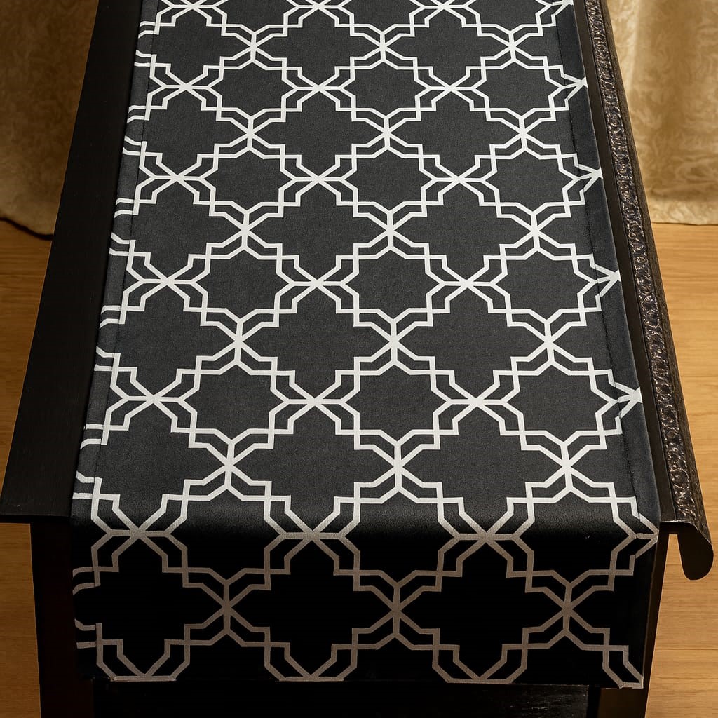 Özdağ Home Concept 140X40 cm Siyah Klasik  Desen Kumaş Runner | Leke Tutmaz, Dekoratif Masa Örtüsü - Görsel 2