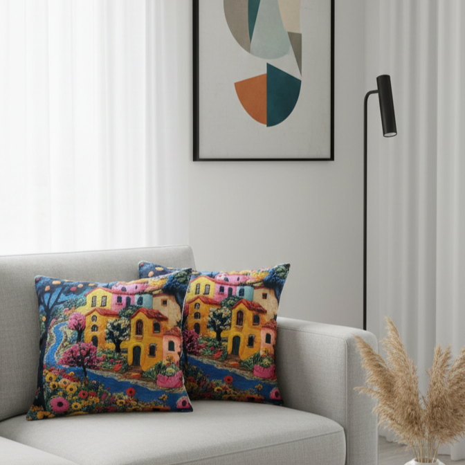 2 Adet 43X43 cm Dijital Baskılı Dekoratif Kırlent Kılıfı - Görsel 5
