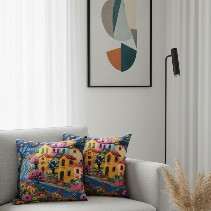 2 Adet 43X43 cm Dijital Baskılı Dekoratif Kırlent Kılıfı - Görsel 6
