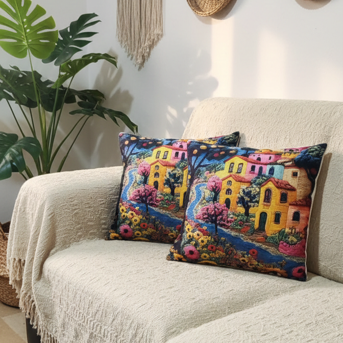 2 Adet 43X43 cm Dijital Baskılı Dekoratif Kırlent Kılıfı - Görsel 7