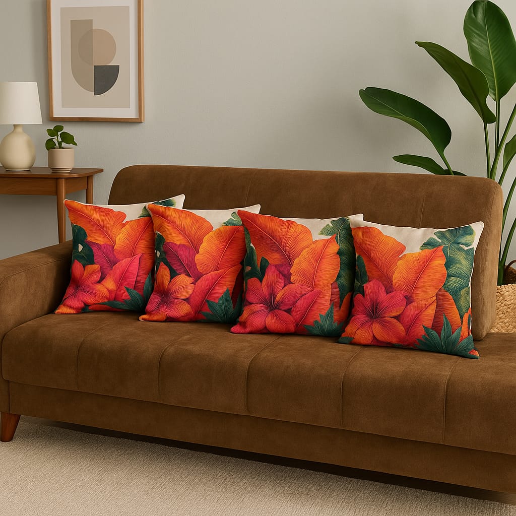 3D Dijital Baskılı 2li Set Modern Dekoratif Kırlent Kılıfı Tek Taraflı 43x43 cm - Görsel 4