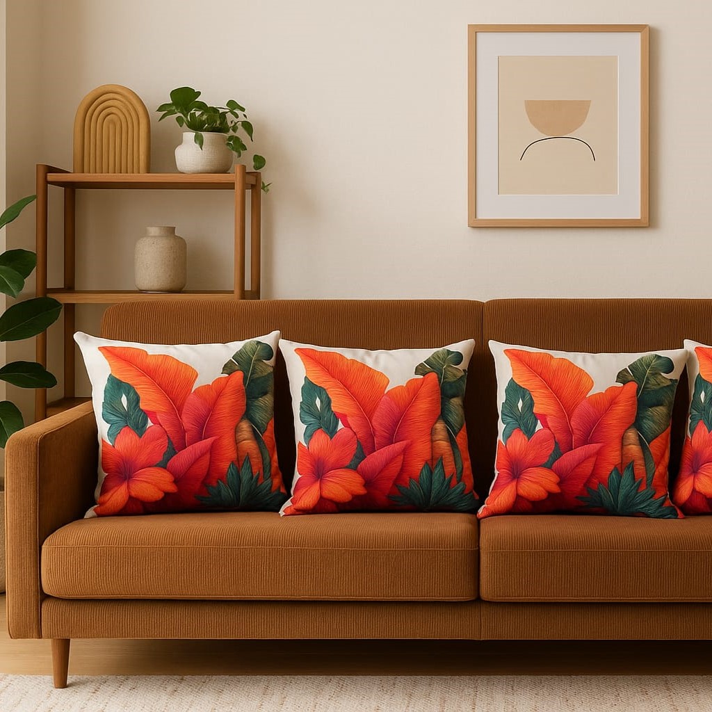 3D Dijital Baskılı 2li Set Modern Dekoratif Kırlent Kılıfı Tek Taraflı 43x43 cm - Görsel 5