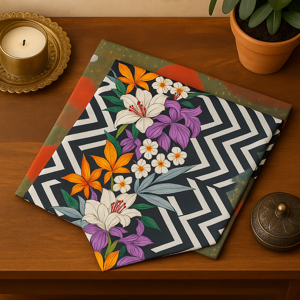 Özdağ Home Concept 140X40 cm Mor Zambak Desen Kumaş Runner | Leke Tutmaz, Dekoratif Masa Örtüsü - Görsel 5