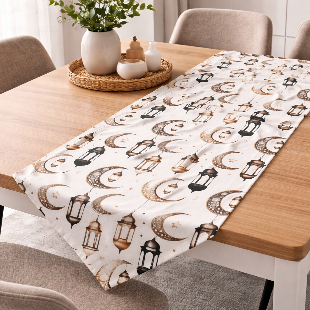 Özdağ Home Concept 140X40 cm Ramazan Temalı Dijital Baskı Duck Kumaş Runner | Leke Tutmaz, Dekoratif Masa Örtüsü - Görsel 6