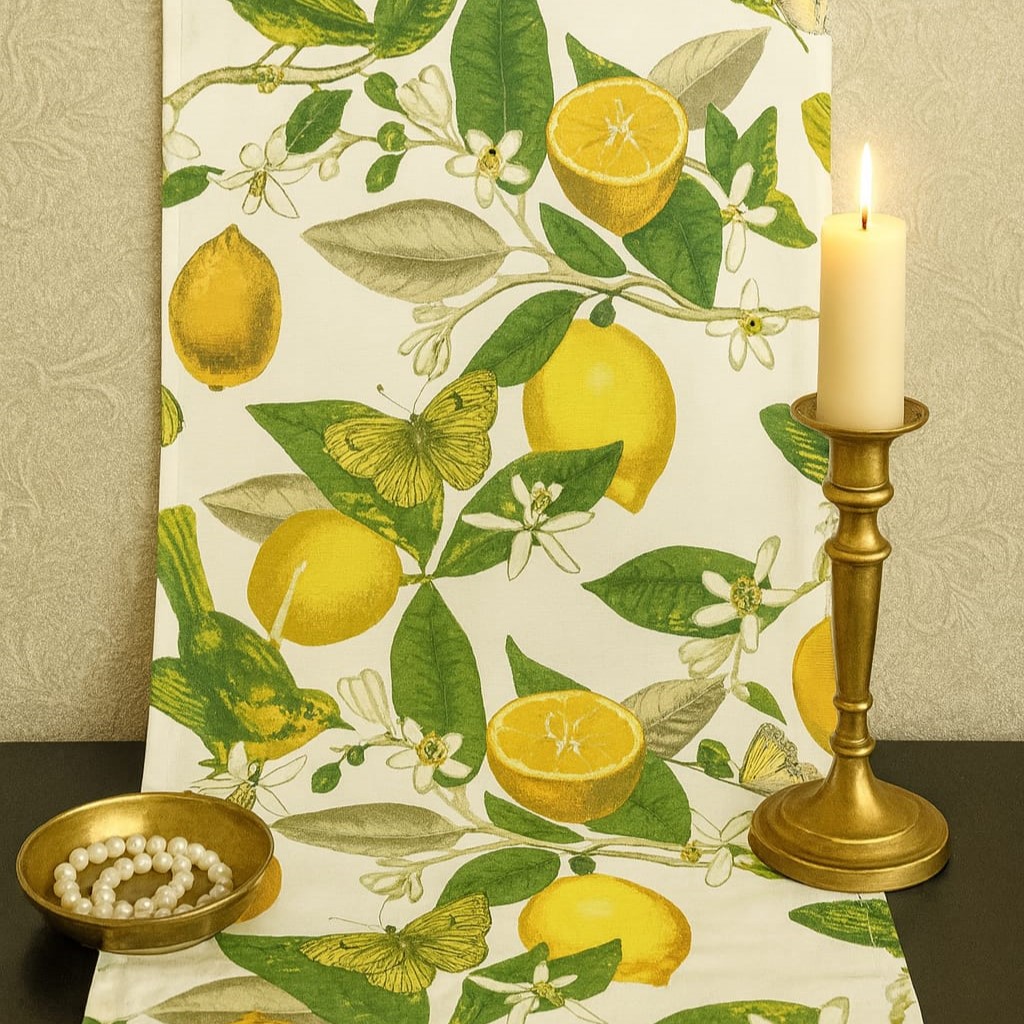 Özdağ Home Concept 140X40 cm Limon Desen Duck Kumaş Runner | Leke Tutmaz, Dekoratif Masa Örtüsü - Görsel 5