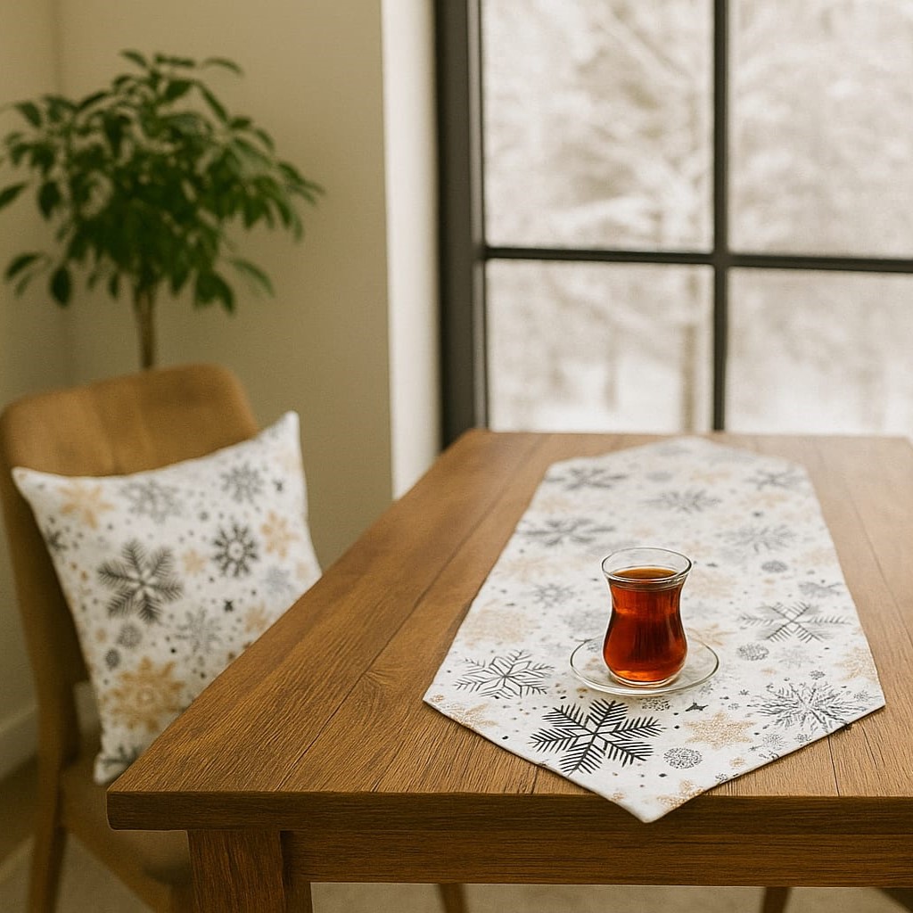 Özdağ Home Concept Duck Kumaş 2'li Çift Taraflı Kırlent Kılıfı (43X43 Cm) +  Runner (42X100 Cm) Seti– Dekoratif Kombin - Görsel 4