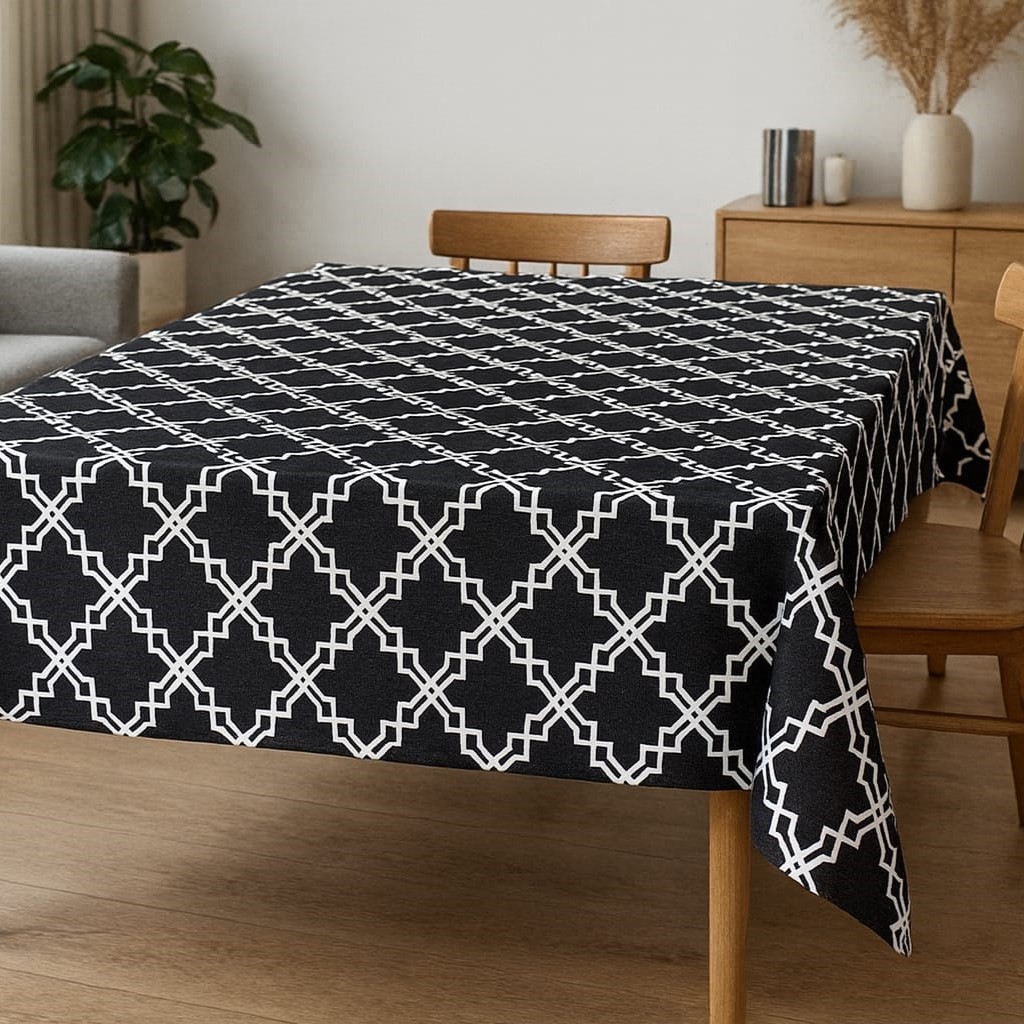 Özdağ Home Concept Duck Keten Siyah Klasik Desenli Masa Örtüsü – Leke Tutmaz, Dayanıklı Kumaş 150x170cm - Görsel 4