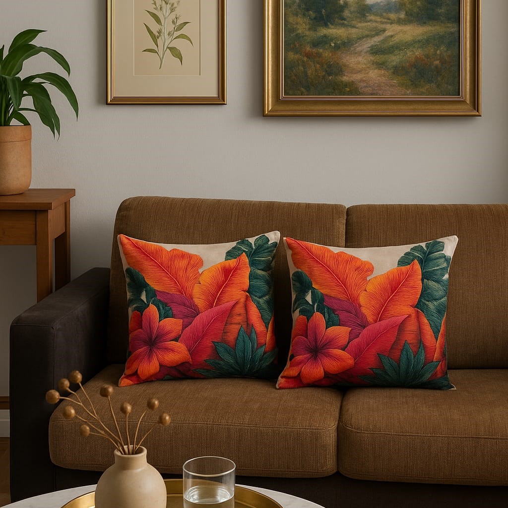 3D Dijital Baskılı 2li Set Modern Dekoratif Kırlent Kılıfı Tek Taraflı 43x43 cm - Görsel 7