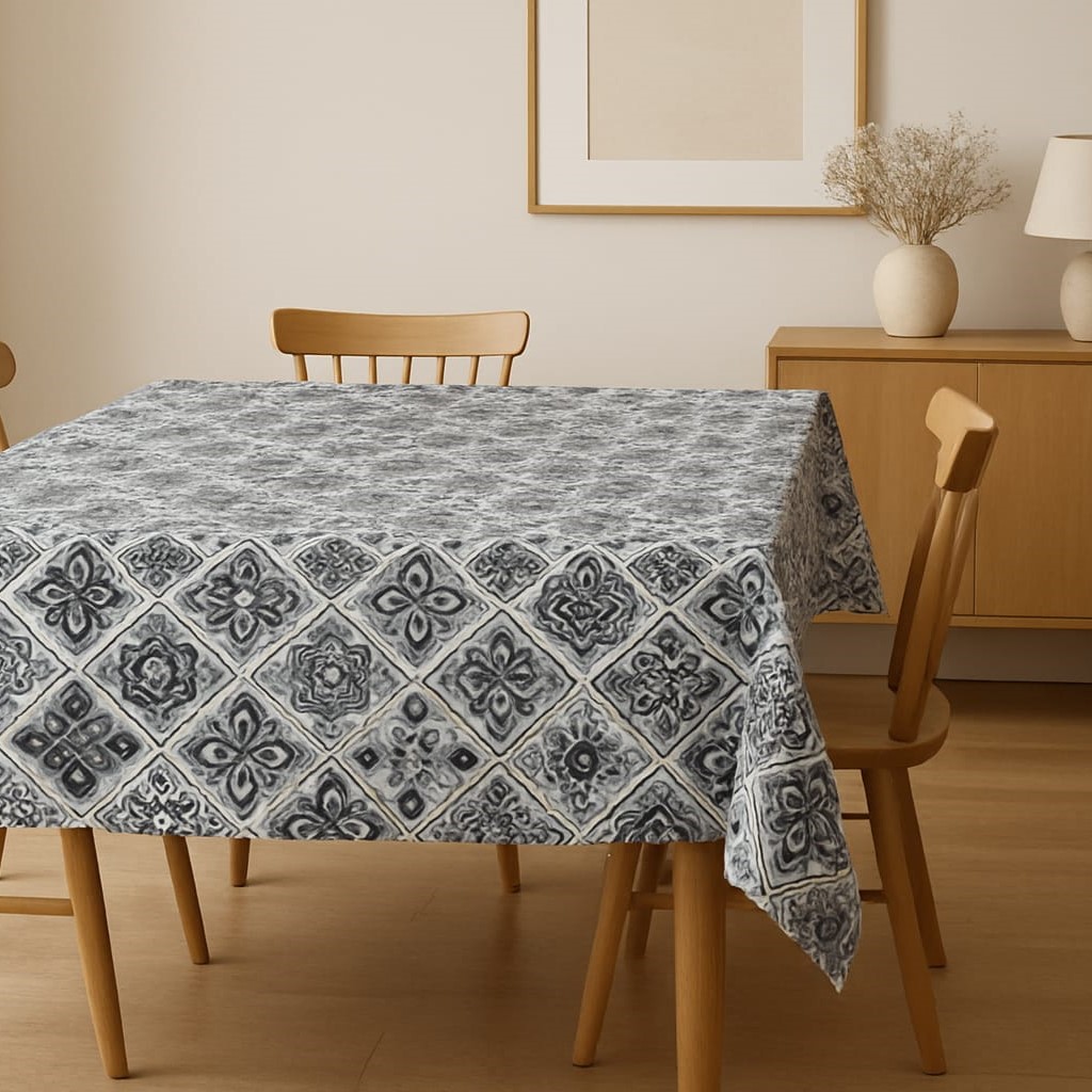 Özdağ Home Concept Duck Keten Masa Örtüsü Seramik Desen | Leke Tutmaz, Yıkanabilir, Şık ve Dayanıklı 80x80 cm - Görsel 4