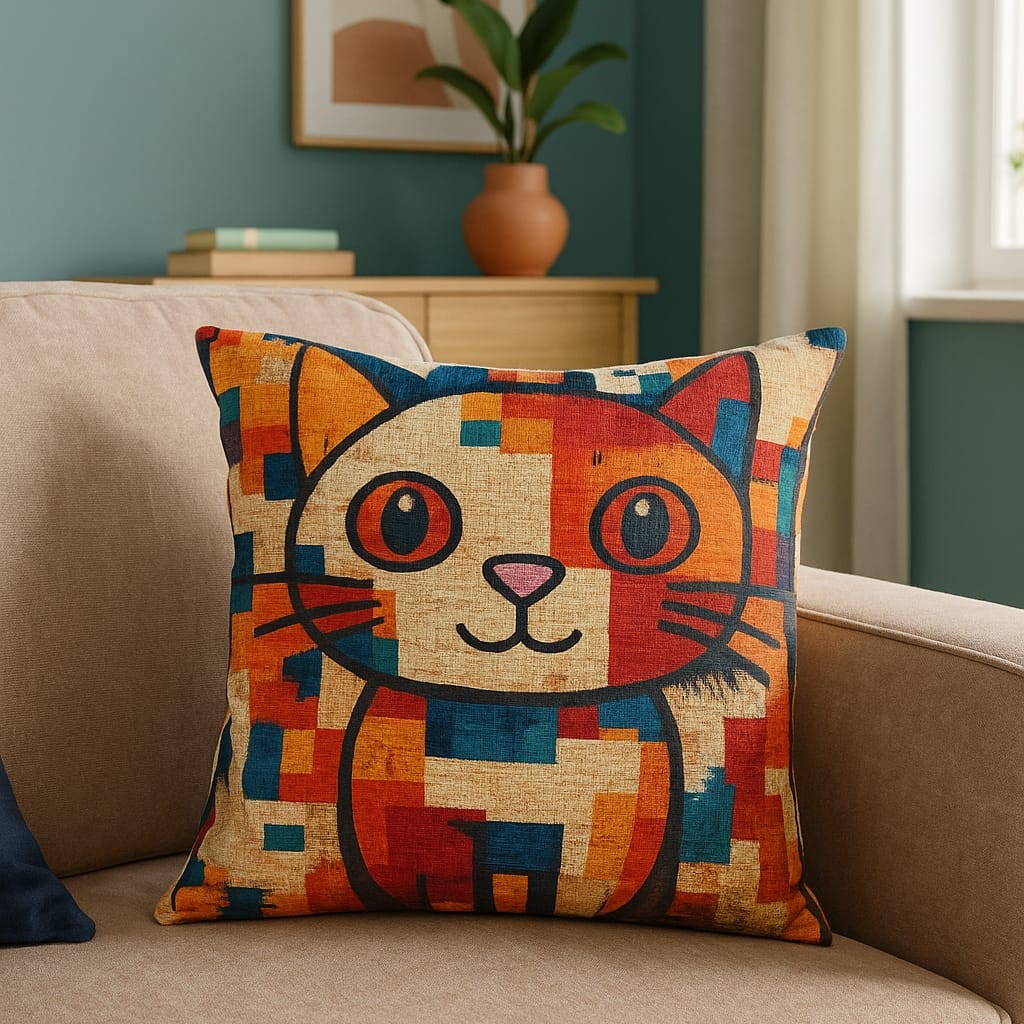 3D Dijital Baskı Premium Kumaş Kırlent Kılıfı 43x43 cm 2’li Set–Dekoratif Yastık - Görsel 7