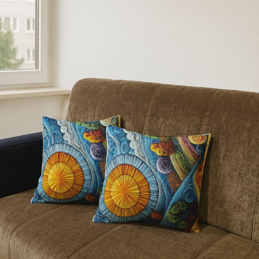 3D Dijital Baskı Premium Kumaş Kırlent Kılıfı 43x43 cm 2’li Set–Dekoratif Yastık - Görsel 7