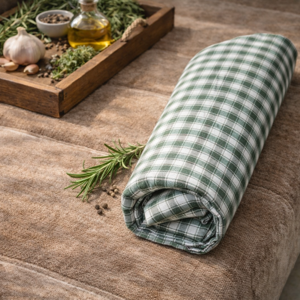 Özdağ Home Concept  Ekose Desenli Sofra Bezi/Masa Örtüsü – Şık, Dayanıklı ve Günlük Kullanıma Uygun Dokuma Kumaş (Haki Yeşil) - Görsel 2