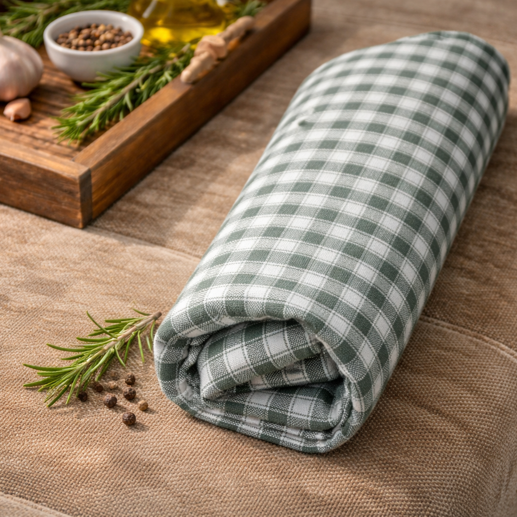 Özdağ Home Concept  Ekose Desenli Sofra Bezi/Masa Örtüsü – Şık, Dayanıklı ve Günlük Kullanıma Uygun Dokuma Kumaş (Haki Yeşil) - Görsel 3