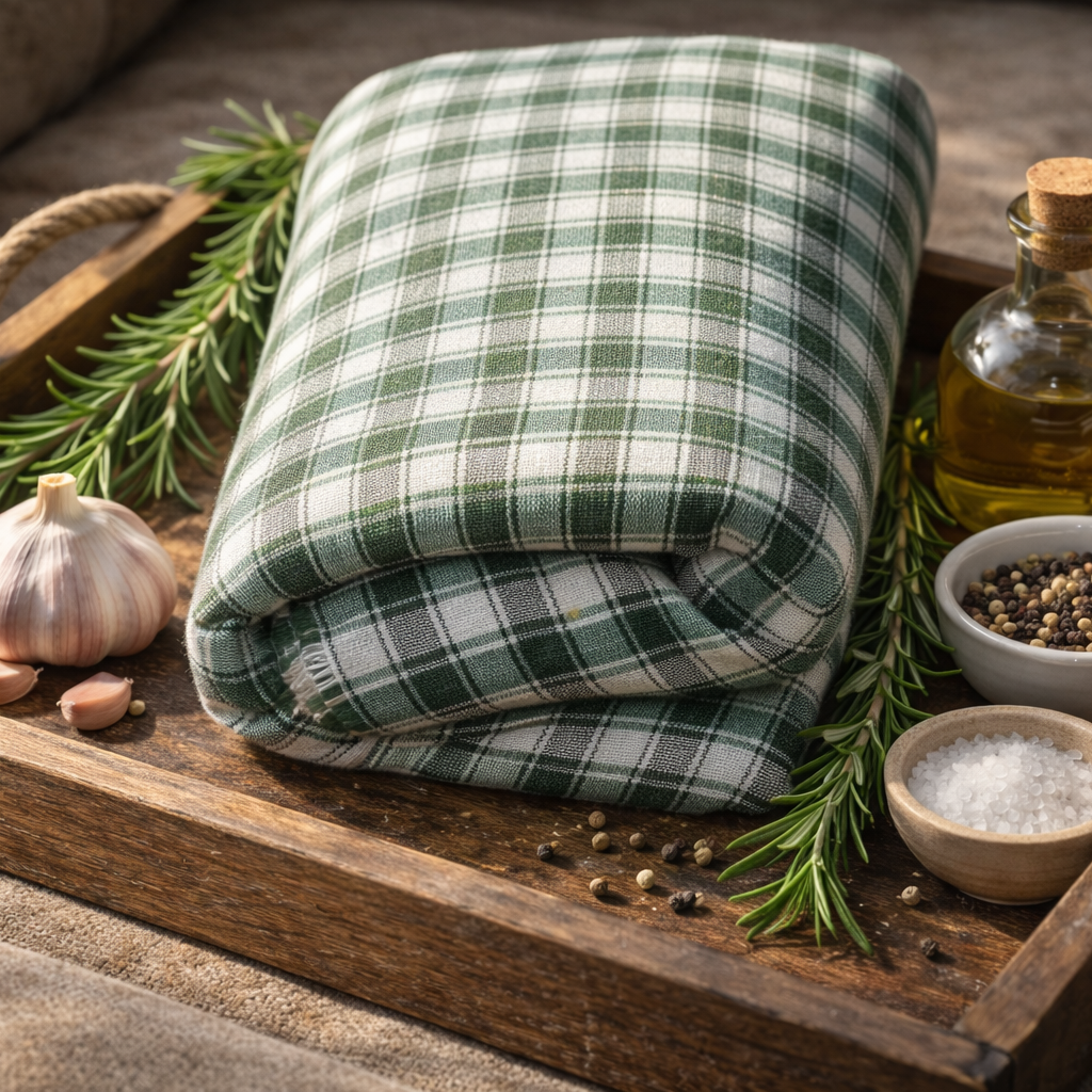 Özdağ Home Concept  Ekose Desenli Sofra Bezi/Masa Örtüsü – Şık, Dayanıklı ve Günlük Kullanıma Uygun Dokuma Kumaş (Haki Yeşil) - Görsel 7