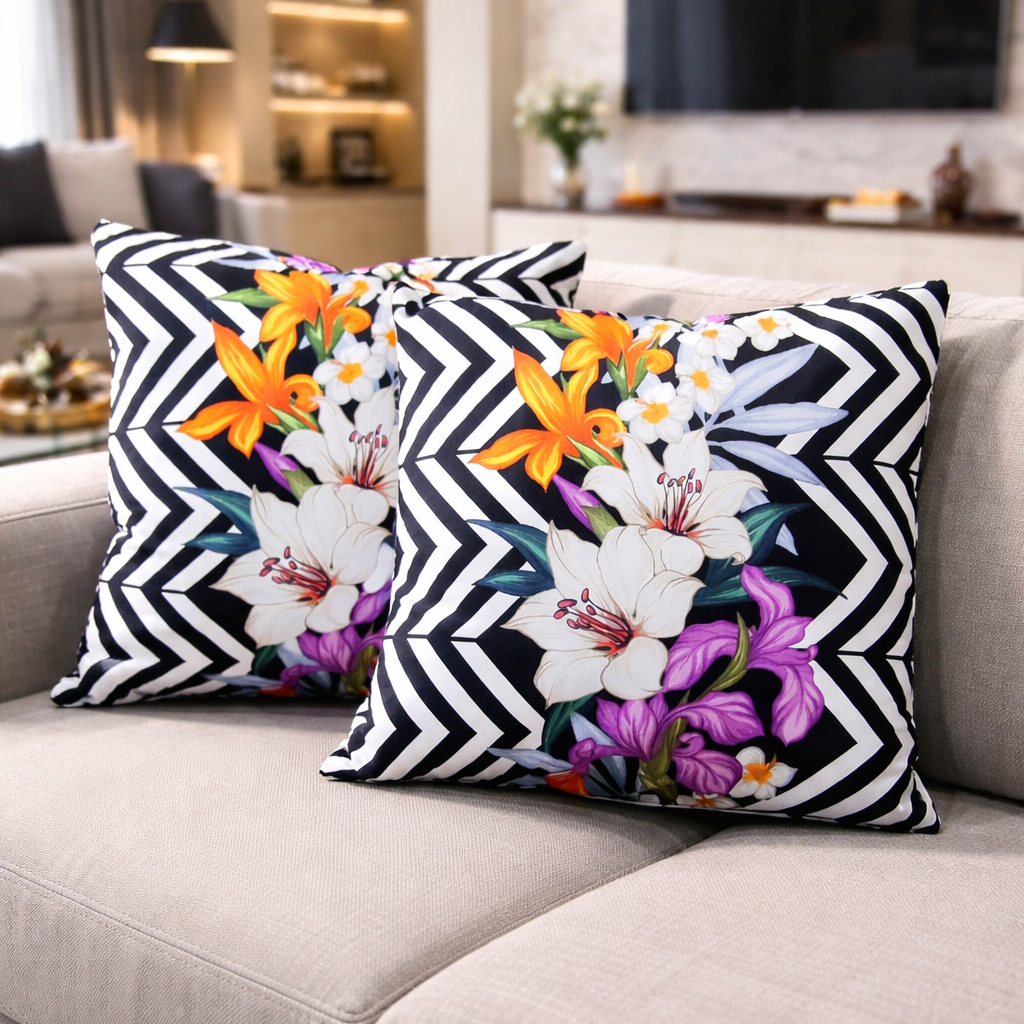 3D Dijital Baskı Premium Kumaş Kırlent Kılıfı 43x43 cm 2’li Set–Dekoratif Yastık (Çift Taraflı) - Görsel 7